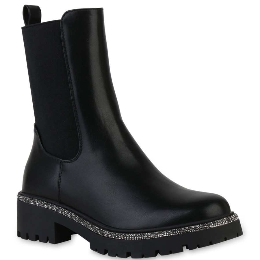 Damenschuhe Stiefelparadies | Damen Klassische Stiefeletten In Schwarz