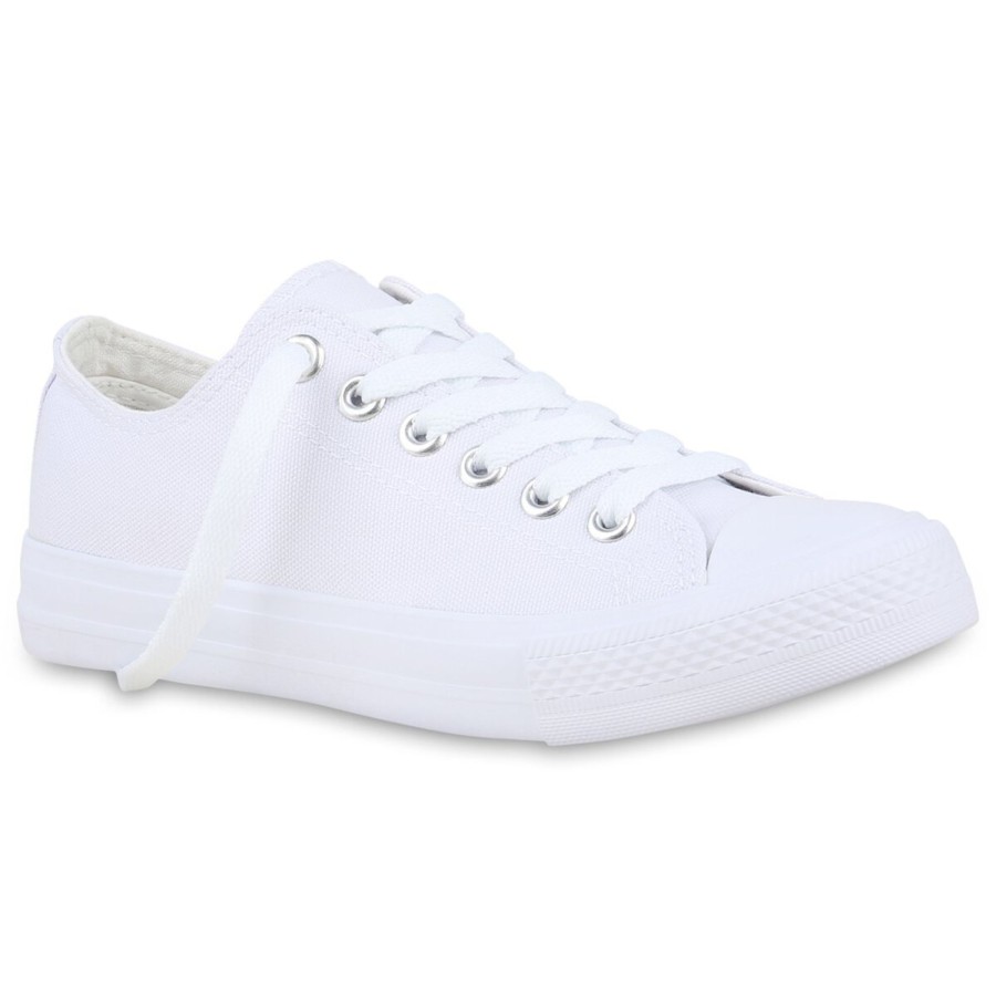 Damenschuhe Stiefelparadies | Damen Sneaker Low In Weiss Weiss