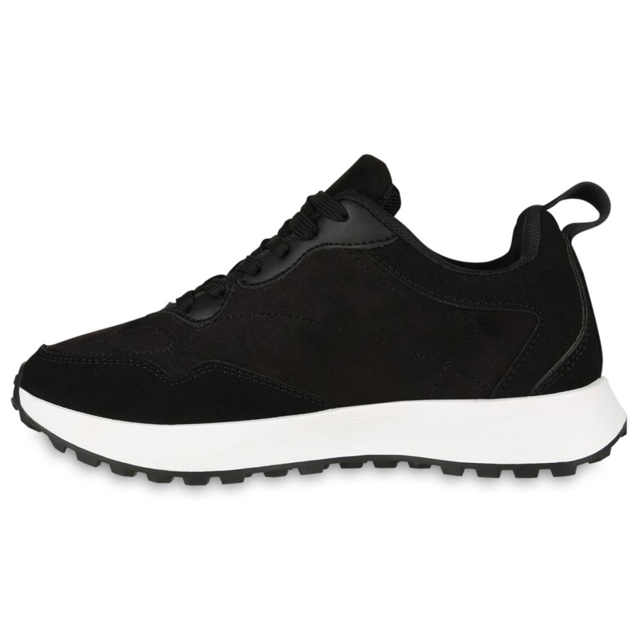 Damenschuhe Stiefelparadies | Damen Plateau Sneaker In Schwarz