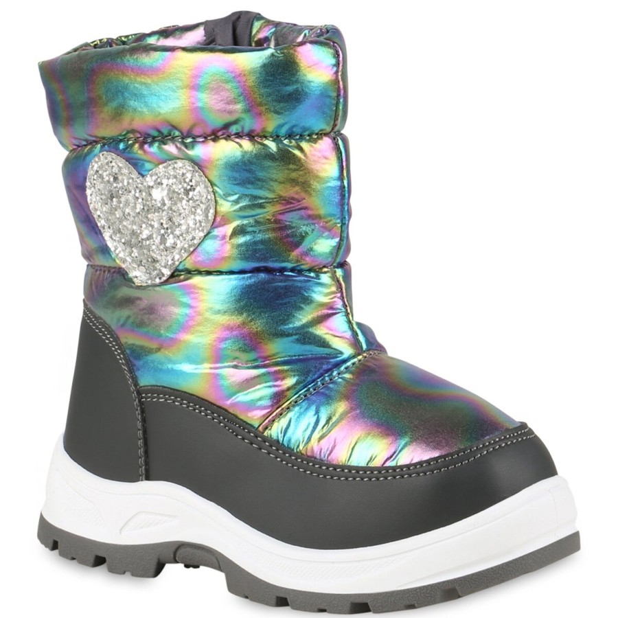 Kinderschuhe Stiefelparadies | Kinder Winter Boots In Grau Holo