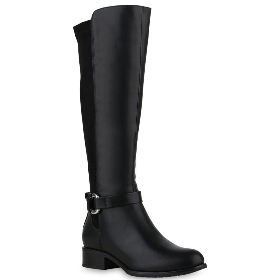 Damenschuhe Stiefelparadies | Damen Bikerstiefel In Schwarz