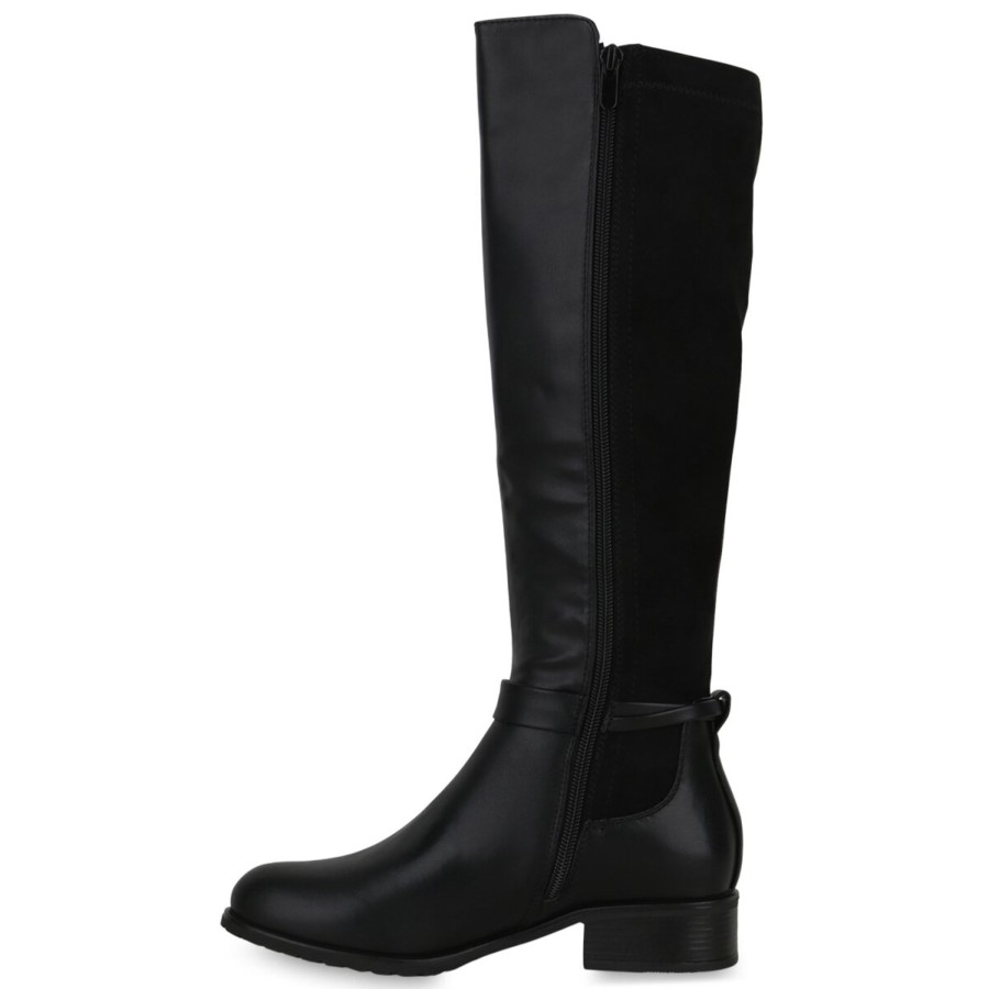 Damenschuhe Stiefelparadies | Damen Bikerstiefel In Schwarz