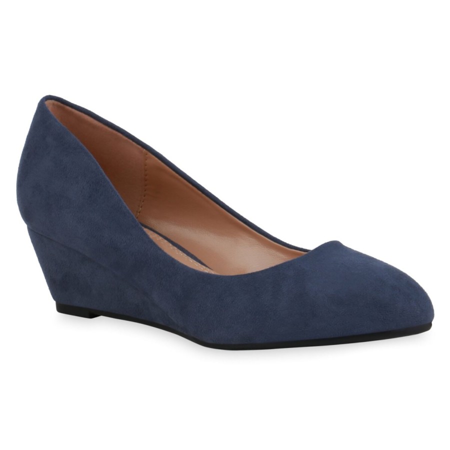 Damenschuhe Stiefelparadies | Damen Keilpumps In Blau