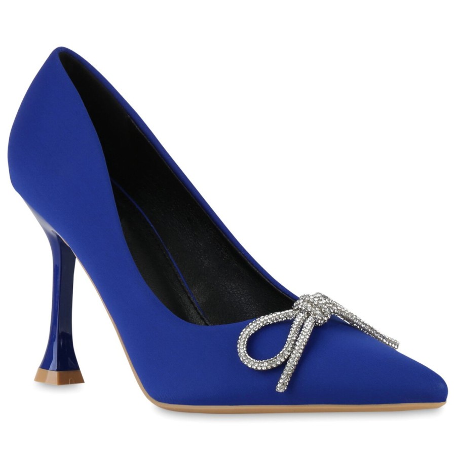 Damenschuhe Stiefelparadies | Damen Spitze Pumps In Blau