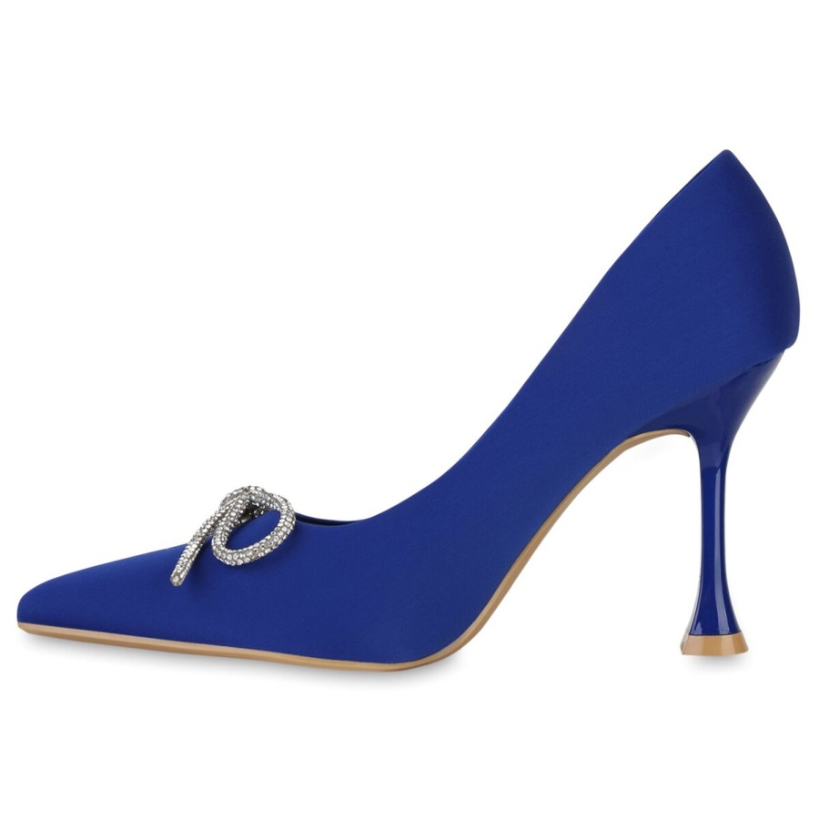 Damenschuhe Stiefelparadies | Damen Spitze Pumps In Blau