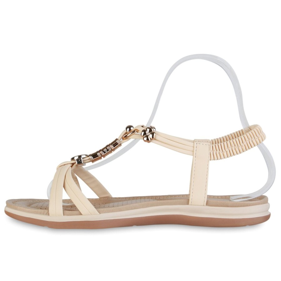 Damenschuhe Stiefelparadies | Damen Riemchensandalen In Creme