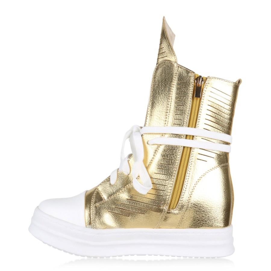 Damenschuhe Stiefelparadies | Damen Sneakerstiefel In Gold