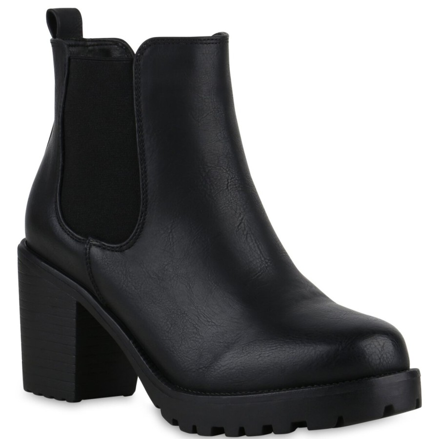 Damenschuhe Stiefelparadies | Damen Chelsea Boots In Schwarz