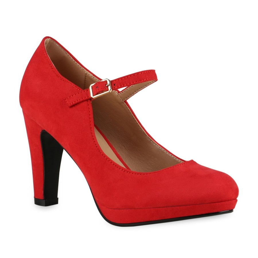 Damenschuhe Stiefelparadies | Damen Mary Janes In Rot