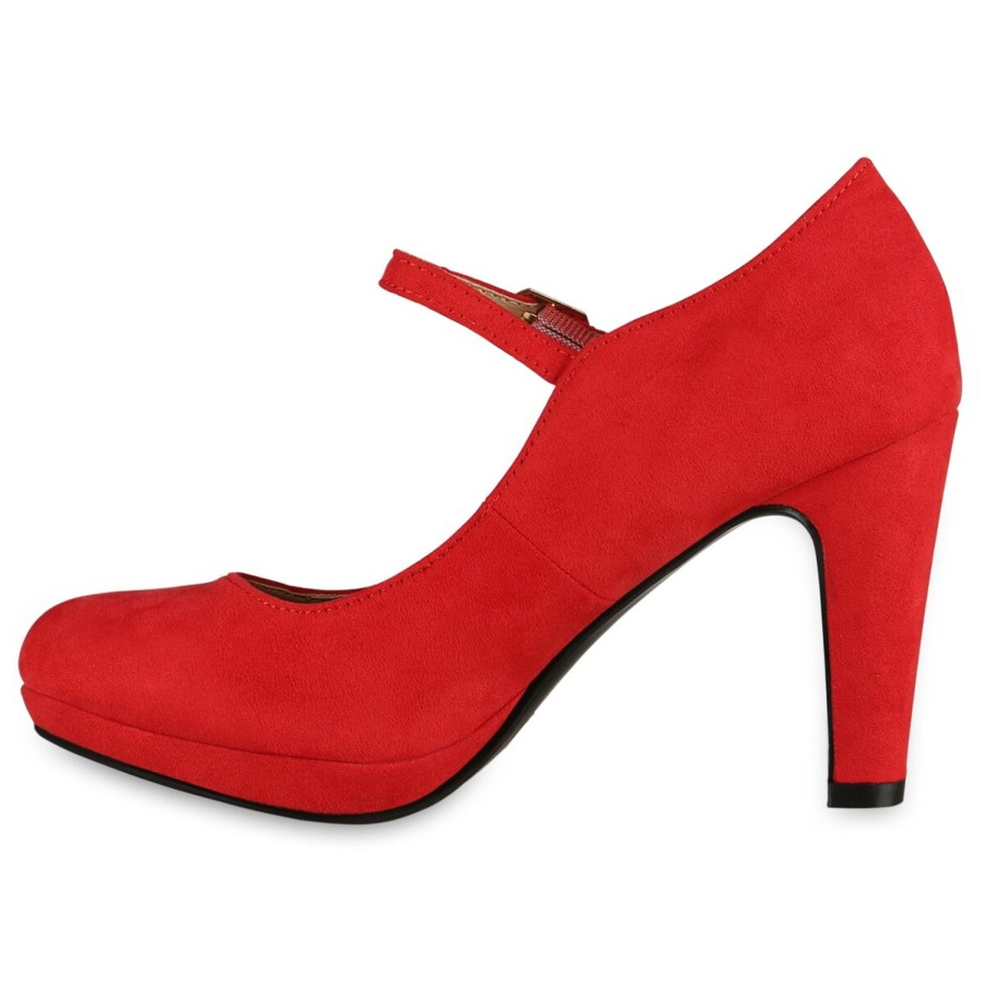 Damenschuhe Stiefelparadies | Damen Mary Janes In Rot