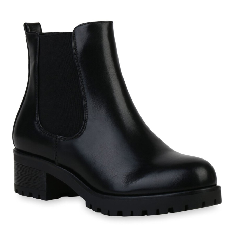 Damenschuhe Stiefelparadies | Damen Chelsea Boots In Schwarz