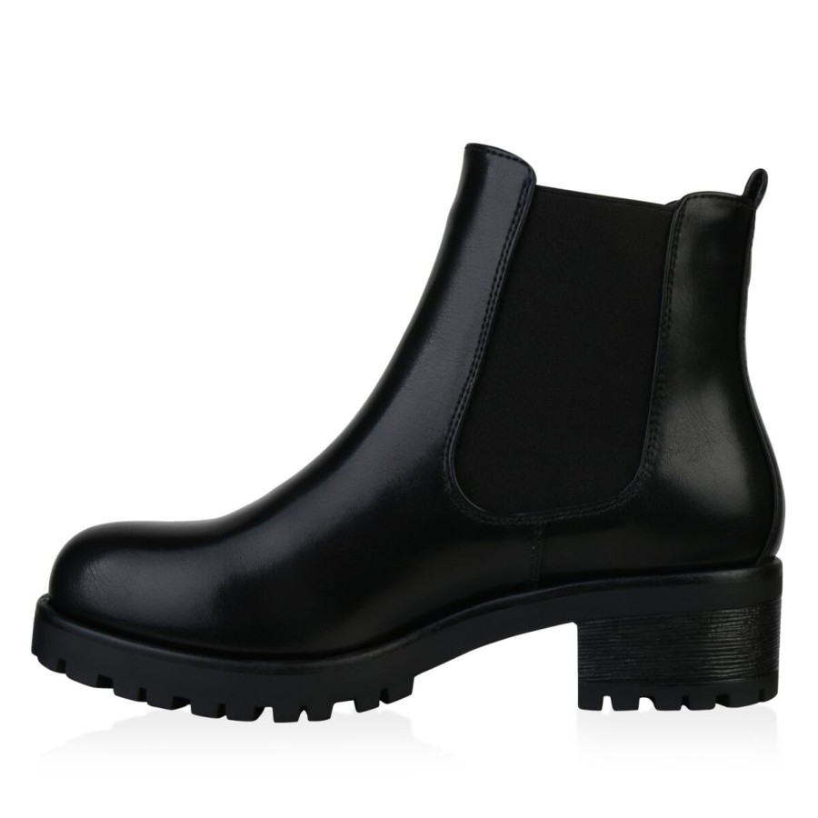 Damenschuhe Stiefelparadies | Damen Chelsea Boots In Schwarz