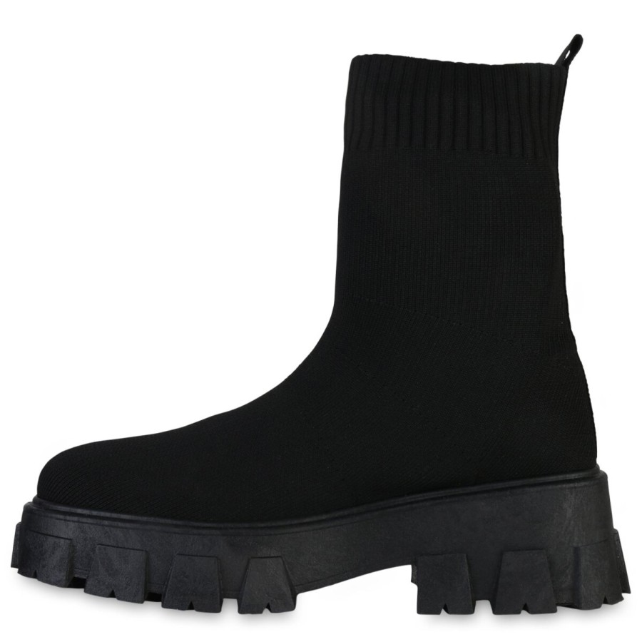 Damenschuhe Stiefelparadies | Damen Plateau Boots In Schwarz