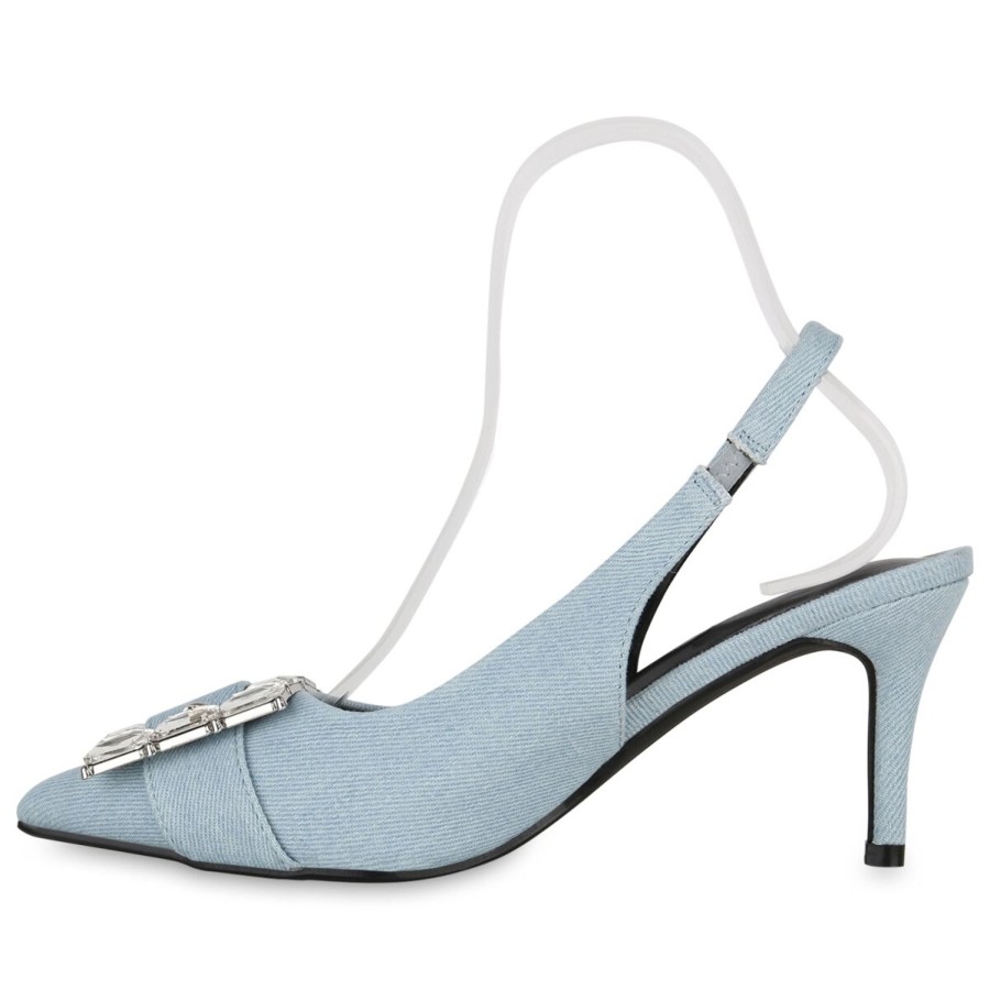 Damenschuhe Stiefelparadies | Damen Slingpumps In Hellblau