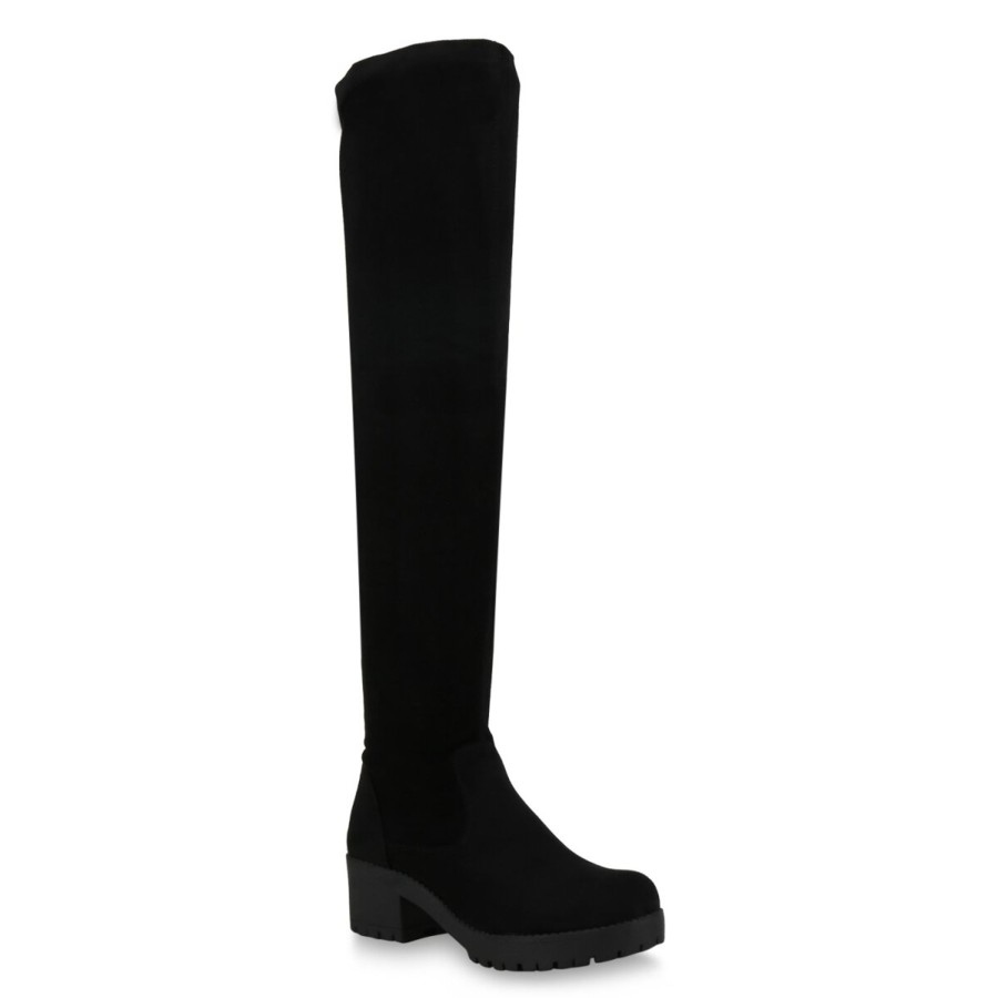 Damenschuhe Stiefelparadies | Damen Overknees In Schwarz