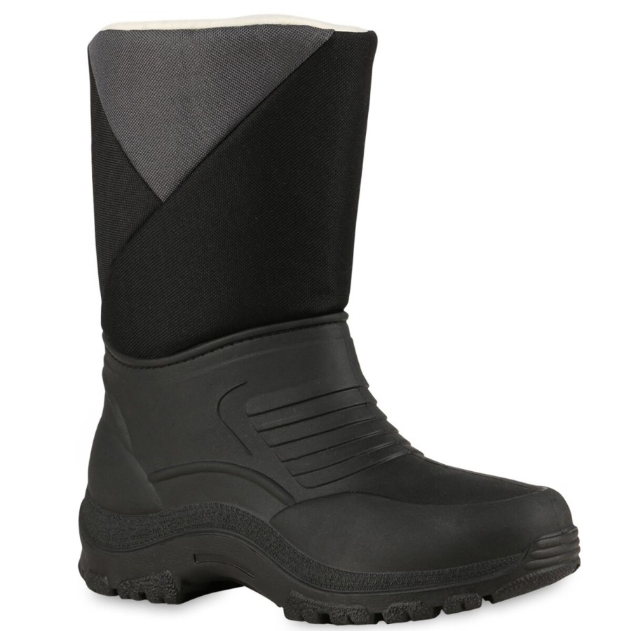 Damenschuhe Stiefelparadies | Damen Winterstiefel In Schwarz Dunkelgrau