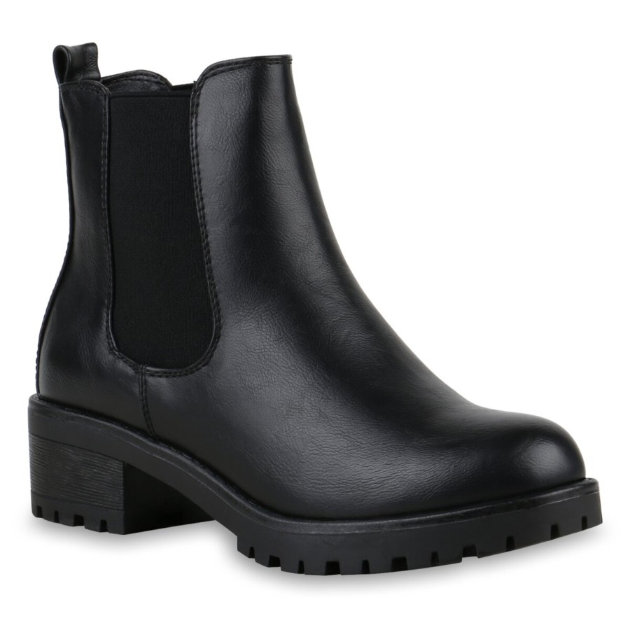 Damenschuhe Stiefelparadies | Damen Chelsea Boots In Schwarz