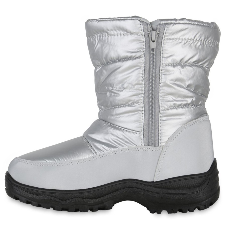 Damenschuhe Stiefelparadies | Damen Winter Boots In Silber