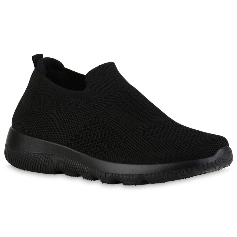 Damenschuhe Stiefelparadies | Damen Slip Ons In Schwarz