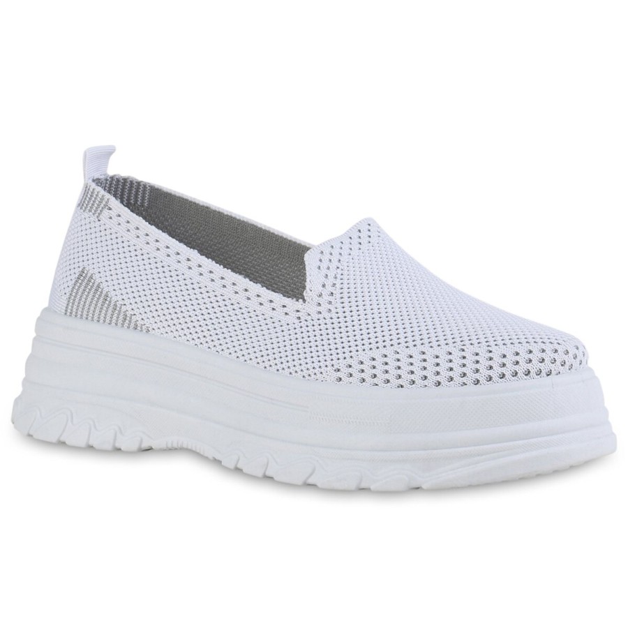 Damenschuhe Stiefelparadies | Damen Slip Ons In Weiss