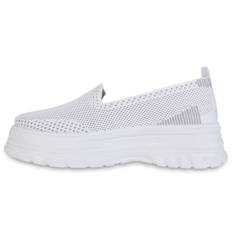 Damenschuhe Stiefelparadies | Damen Slip Ons In Weiss