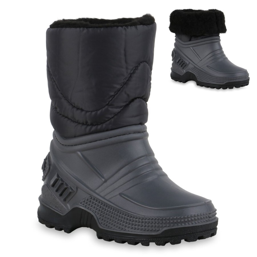 Kinderschuhe Stiefelparadies | Kinder Winter Boots In Grau Schwarz