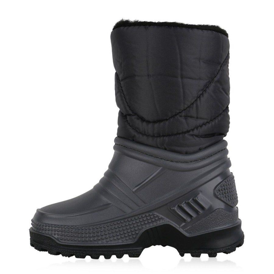 Kinderschuhe Stiefelparadies | Kinder Winter Boots In Grau Schwarz