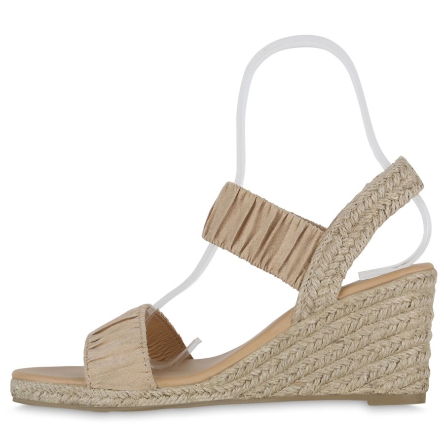 Damenschuhe Stiefelparadies | Damen Keilsandaletten In Beige