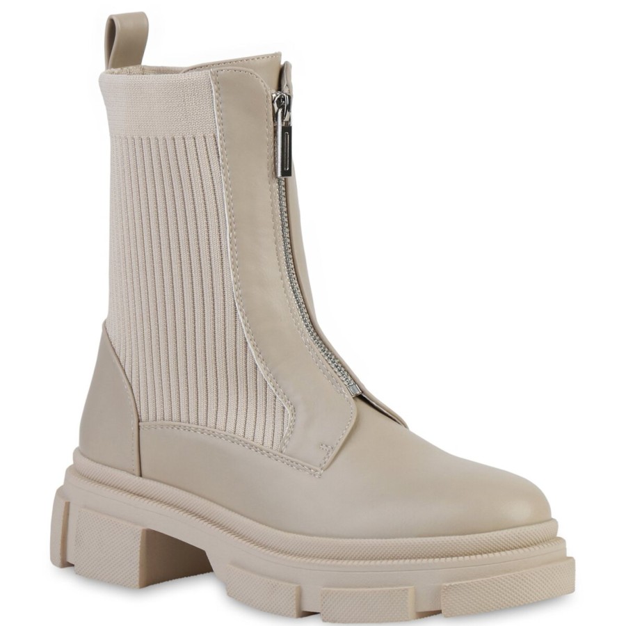 Damenschuhe Stiefelparadies | Damen Klassische Stiefeletten In Beige