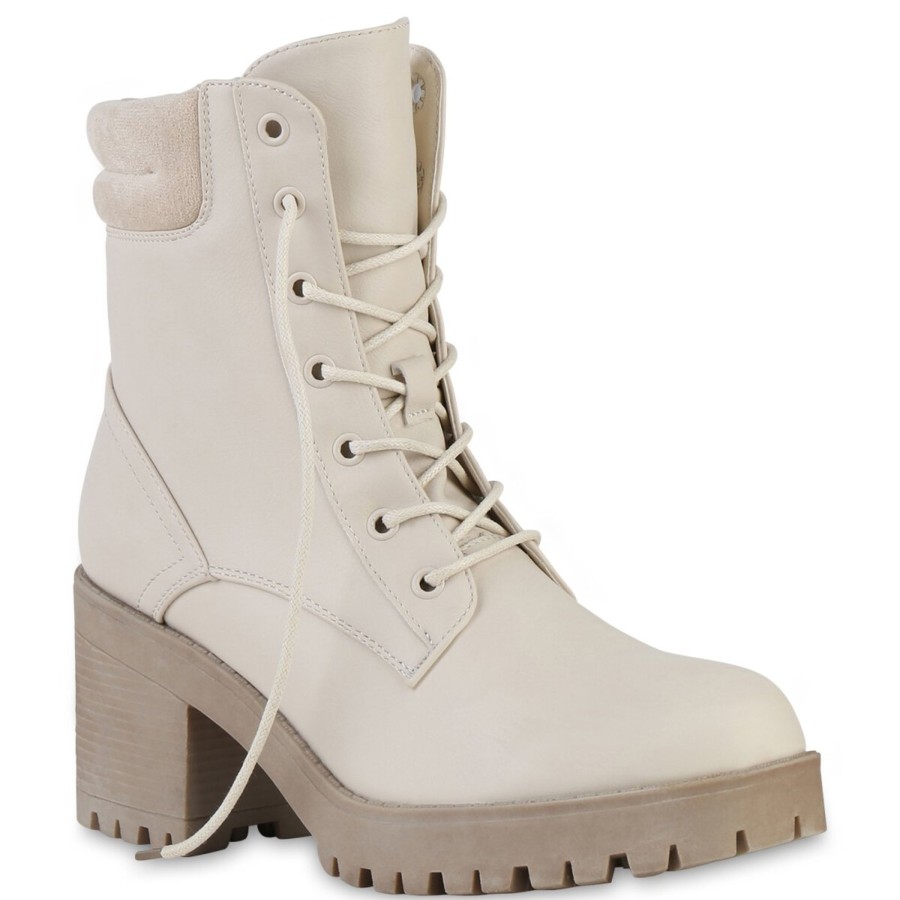 Damenschuhe Stiefelparadies | Damen Worker Boots In Beige