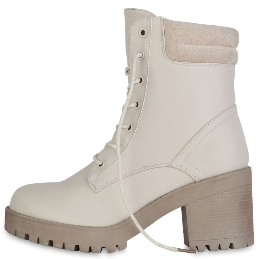 Damenschuhe Stiefelparadies | Damen Worker Boots In Beige