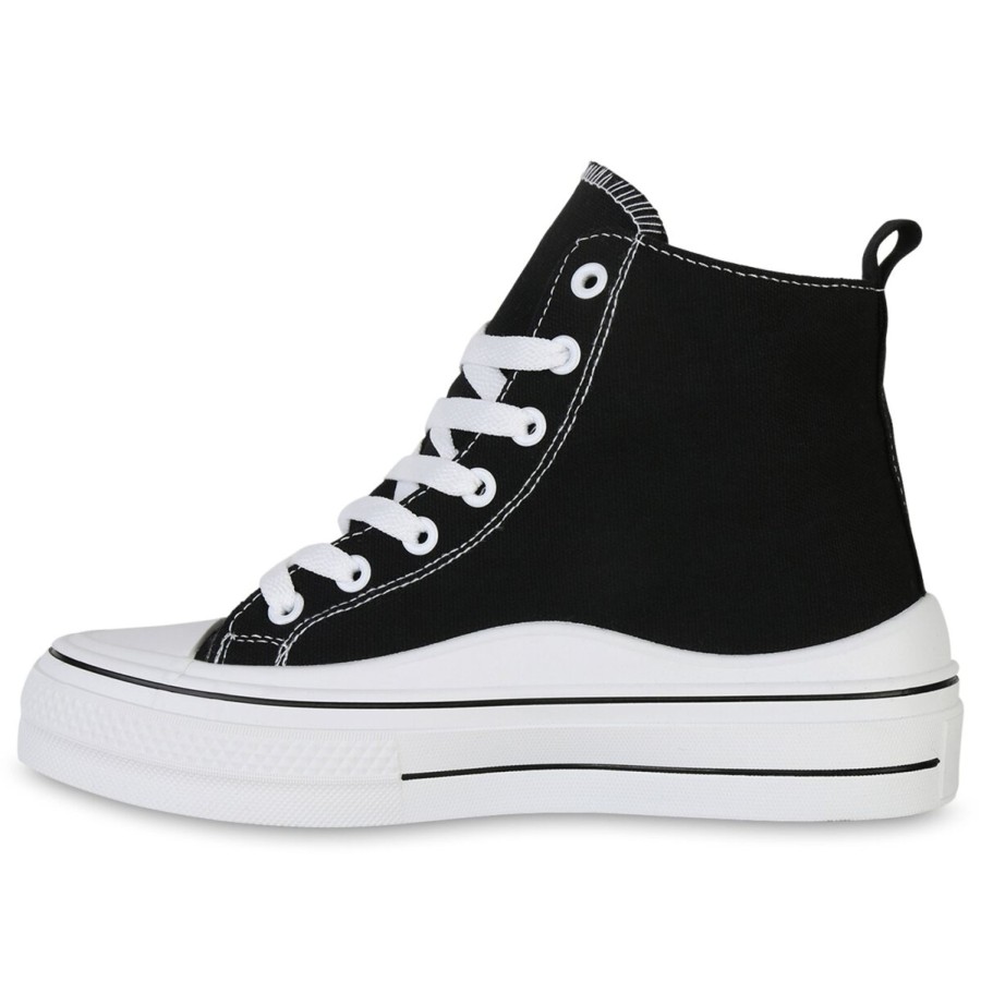 Damenschuhe Stiefelparadies | Damen Sneaker High In Schwarz Muster