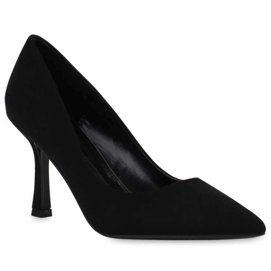 Damenschuhe Stiefelparadies | Damen Klassische Pumps In Schwarz Velours