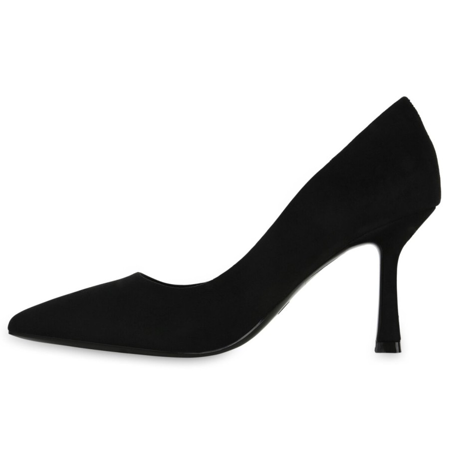 Damenschuhe Stiefelparadies | Damen Klassische Pumps In Schwarz Velours