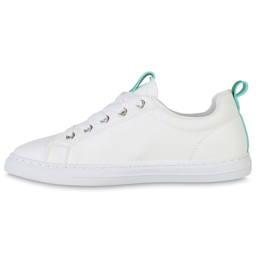 Damenschuhe Stiefelparadies | Damen Sneaker Low In Weiss Grun