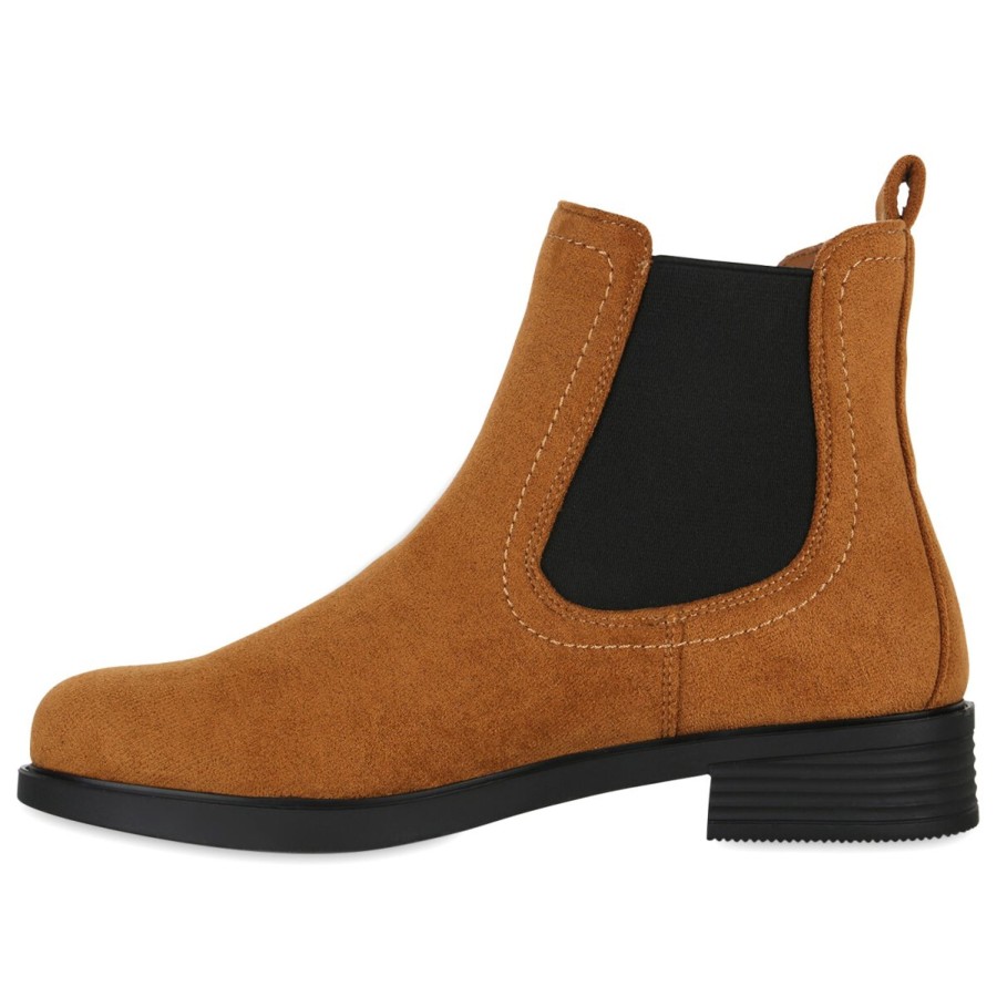 Damenschuhe Stiefelparadies | Damen Chelsea Boots In Hellbraun