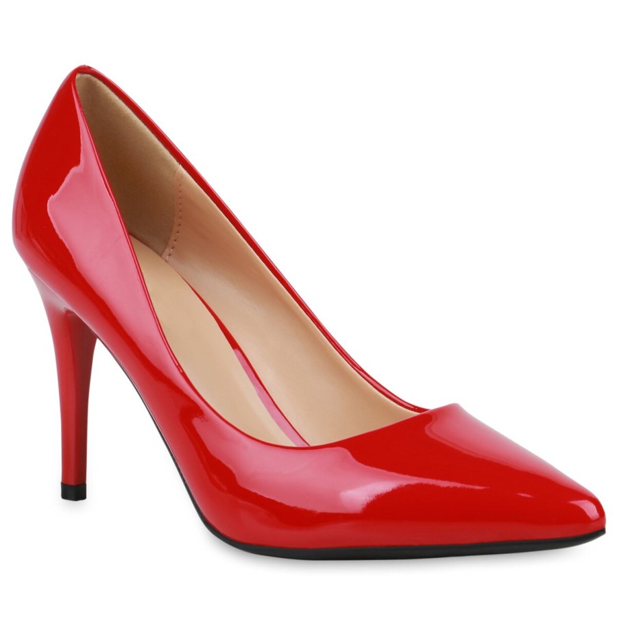 Damenschuhe Stiefelparadies | Damen Spitze Pumps In Rot