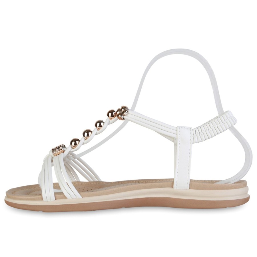 Damenschuhe Stiefelparadies | Damen Riemchensandalen In Weiss