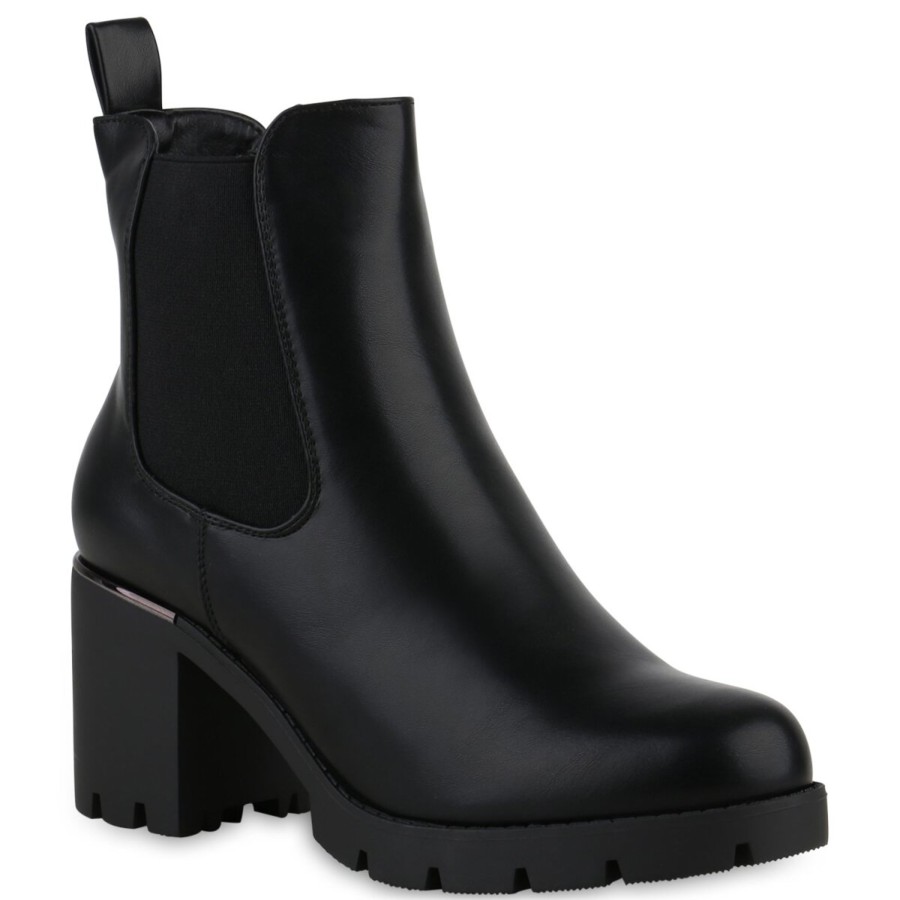 Damenschuhe Stiefelparadies | Damen Klassische Stiefeletten In Schwarz