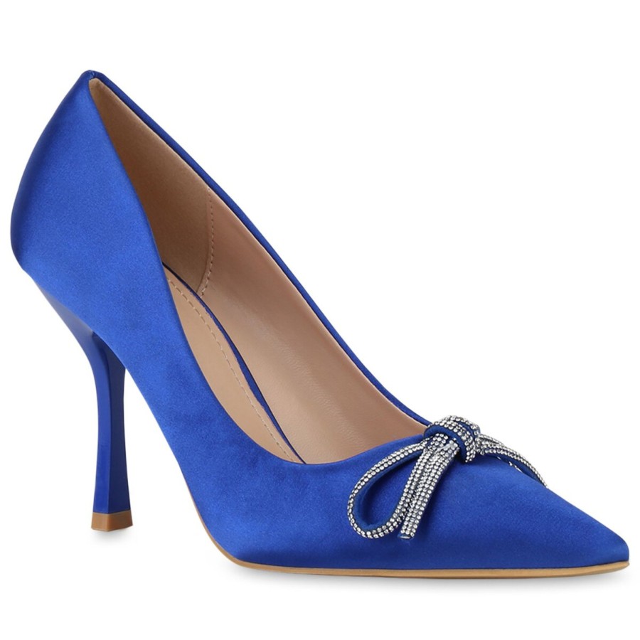 Damenschuhe Stiefelparadies | Damen Spitze Pumps In Blau