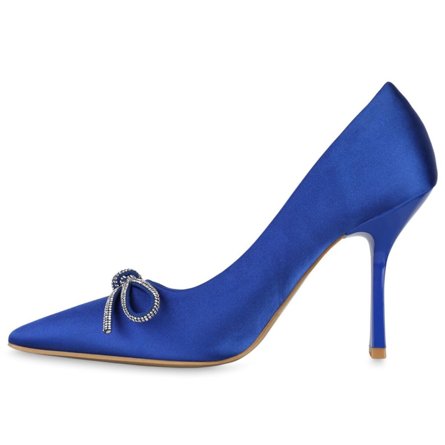 Damenschuhe Stiefelparadies | Damen Spitze Pumps In Blau