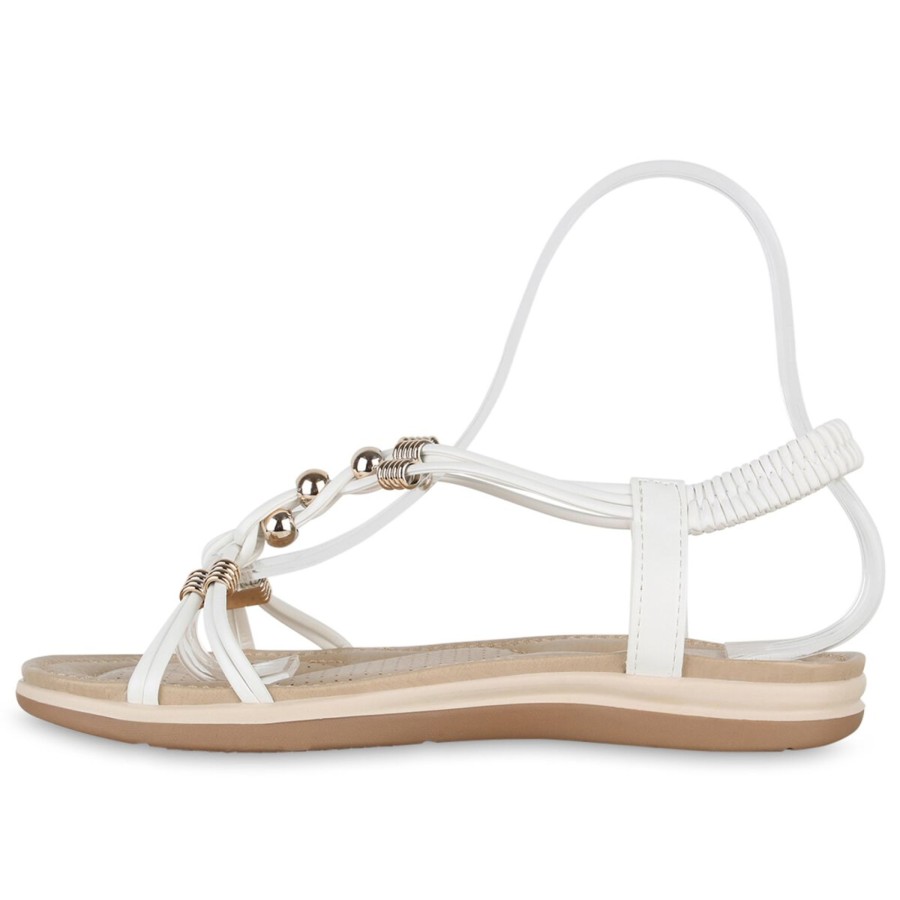 Damenschuhe Stiefelparadies | Damen Riemchensandalen In Weiss