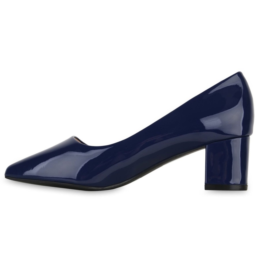 Damenschuhe Stiefelparadies | Damen Klassische Pumps In Dunkelblau Lack