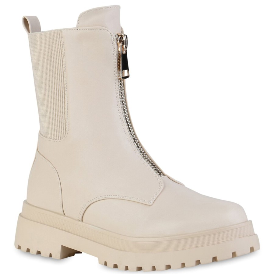 Damenschuhe Stiefelparadies | Damen Klassische Stiefeletten In Beige