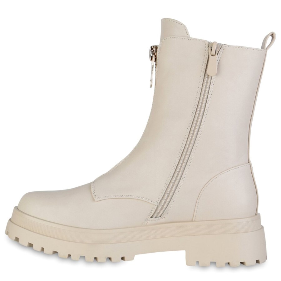 Damenschuhe Stiefelparadies | Damen Klassische Stiefeletten In Beige