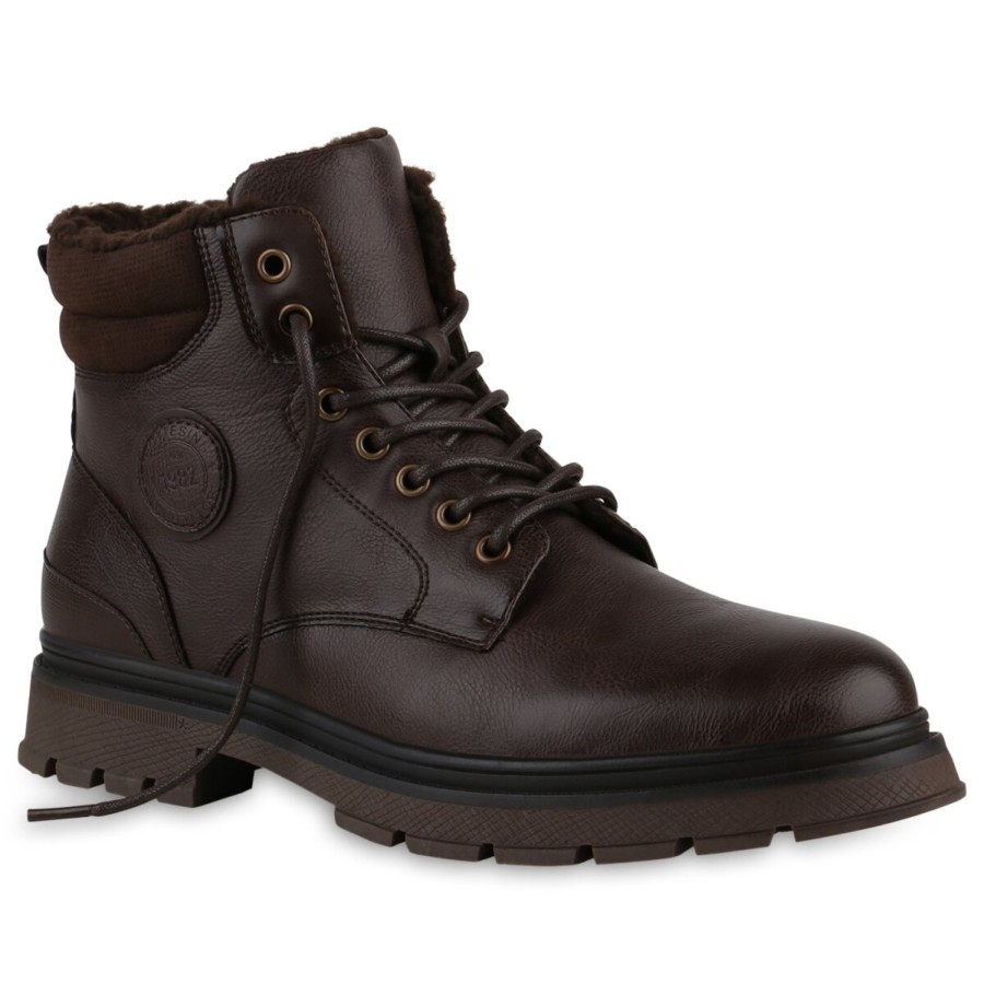 Herrenschuhe Stiefelparadies | Herren Worker Boots In Dunkelbraun