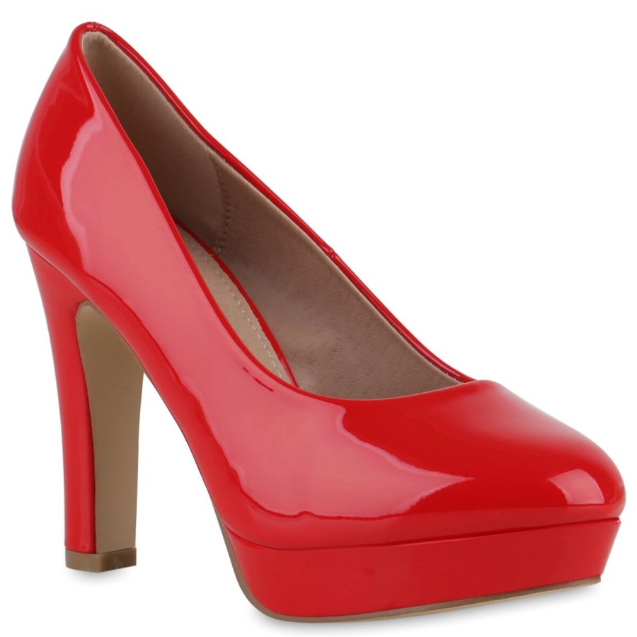 Damenschuhe Stiefelparadies | Damen Klassische Pumps In Rot Lack