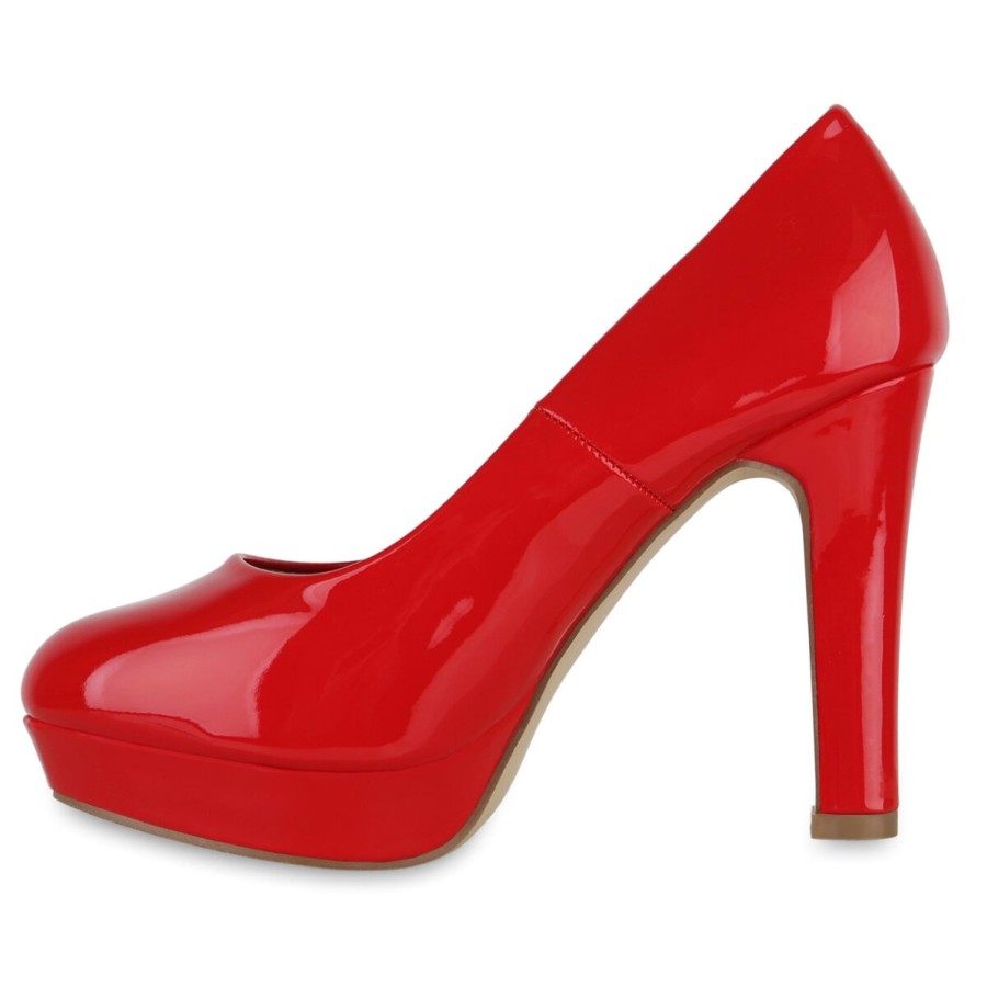 Damenschuhe Stiefelparadies | Damen Klassische Pumps In Rot Lack