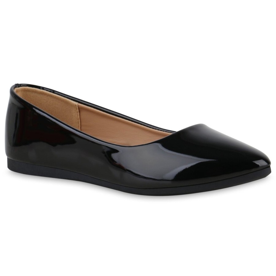 Damenschuhe Stiefelparadies | Damen Klassische Ballerinas In Schwarz Lack