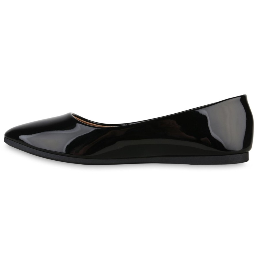 Damenschuhe Stiefelparadies | Damen Klassische Ballerinas In Schwarz Lack